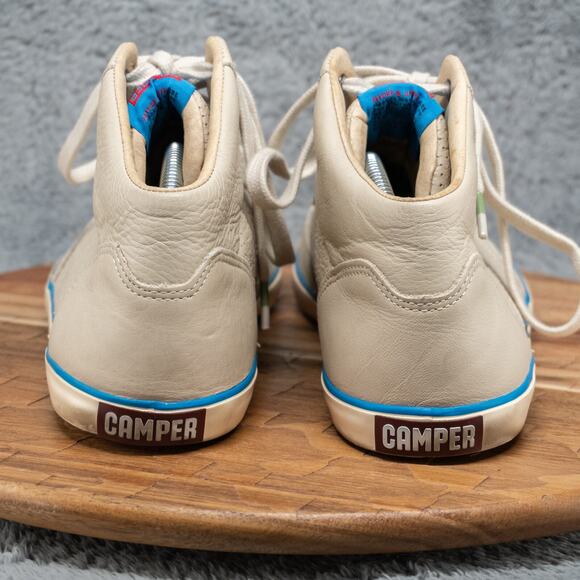 Camper Mens Ankle Boot 44/US 11 Sneakers Cream Leather Mid Top - Picture 4 of 10